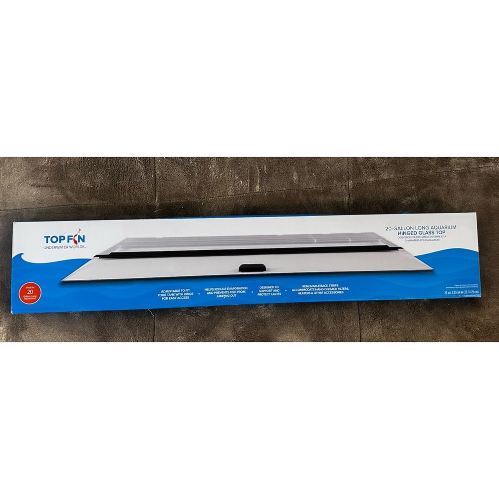 Top Fin 20 Gallon Long Aquarium Hinged Glass Top